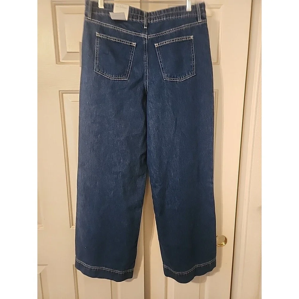 Free Assembly Mid Rise Tie Waist Relaxed Jeans Blue Size 2 Denim Paperbag - Picture 7 of 8